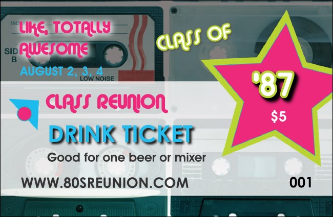Totally 80s Drink Ticket Product Front