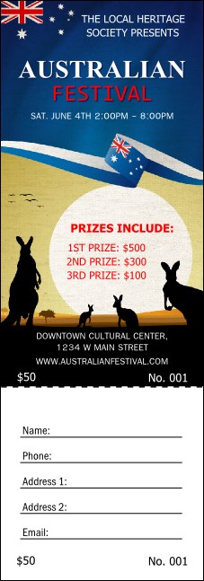 Australia Raffle Ticket Product Front