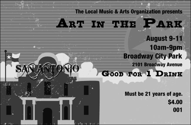 San Antonio Drink Ticket (Black and white)