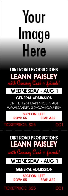 Your Image Concert Reserved Event Ticket Product Front