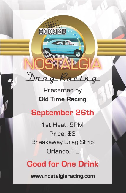Drag Racing Drink Ticket Product Front