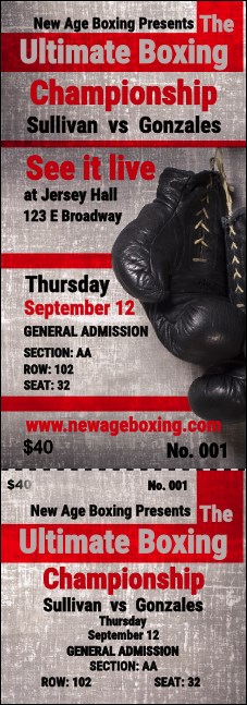Boxing Gloves Reserved Event Ticket