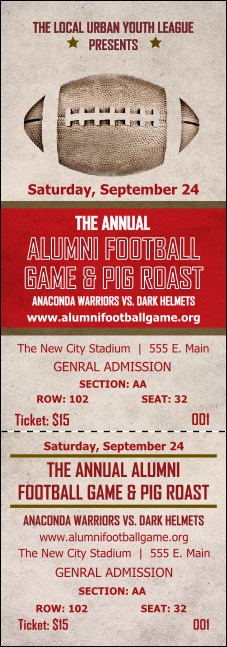 Football Red Reserved Event Ticket