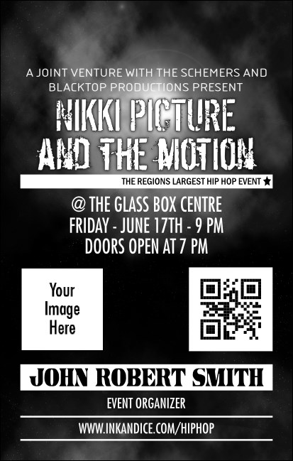 Galaxy Hip Hop Black and White VIP Event Badge Medium Product Front