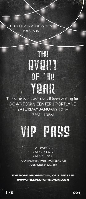 All Purpose Chalkboard Black and White VIP Pass Product Front