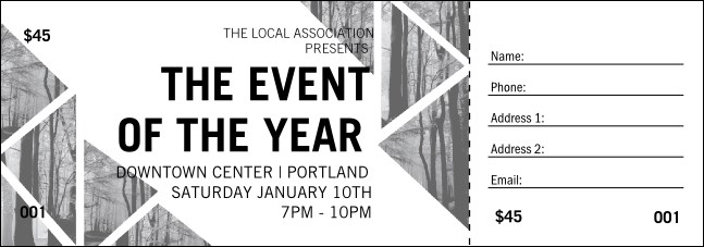 All Purpose Trees Black & White Raffle Ticket Product Front