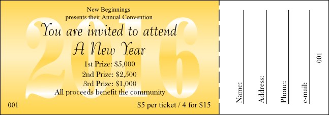 Year Gold Raffle Ticket Product Front