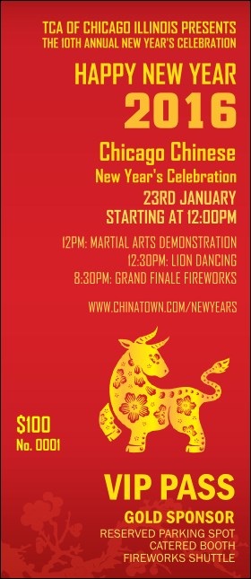 Chinese New Year Ox VIP Pass Product Front