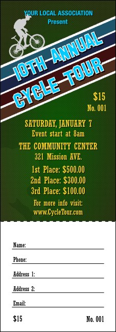 Cycle Tour Raffle Ticket Product Front