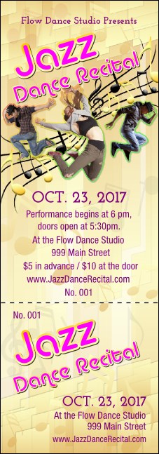 Jazz Dance Event Ticket Product Front