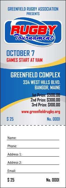 Rugby Tournament 2 Raffle Ticket Product Front