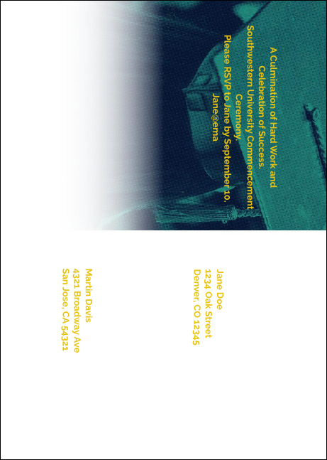 Graduation - Blue and Yellow Postcard Mailer Product Back