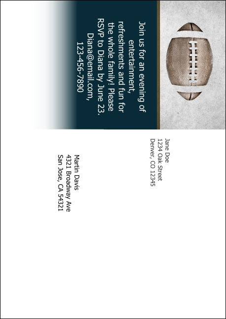 Football Blue Postcard Mailer Product Back