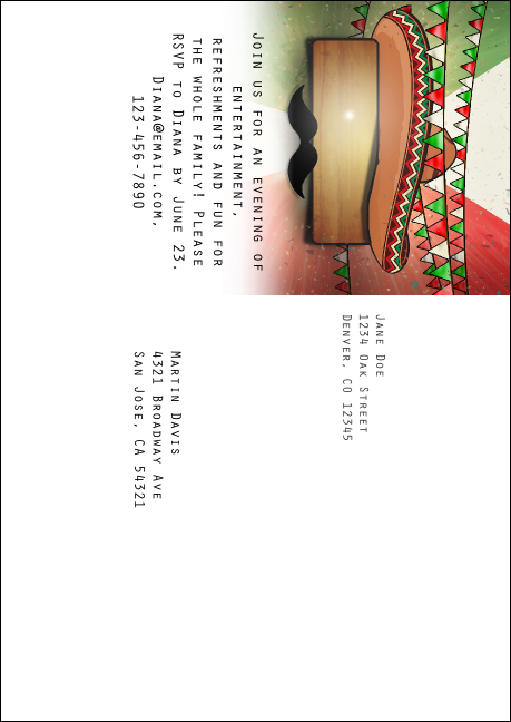 Mexican Fiesta Postcard Mailer Product Back