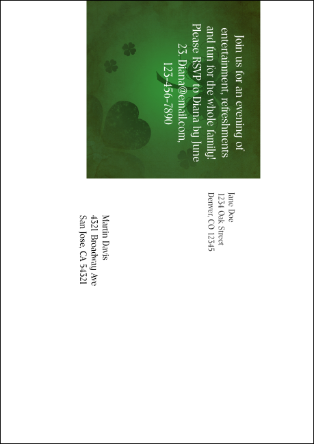 St. Patrick's Day Shamrock Postcard Mailer Product Back