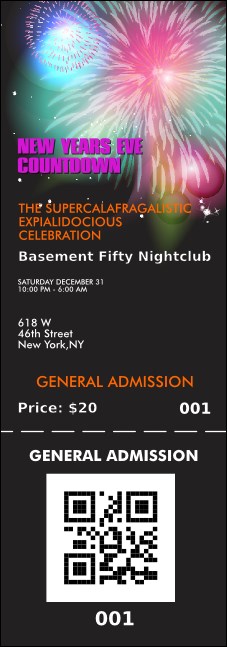 Fireworks QR Event Ticket Product Front