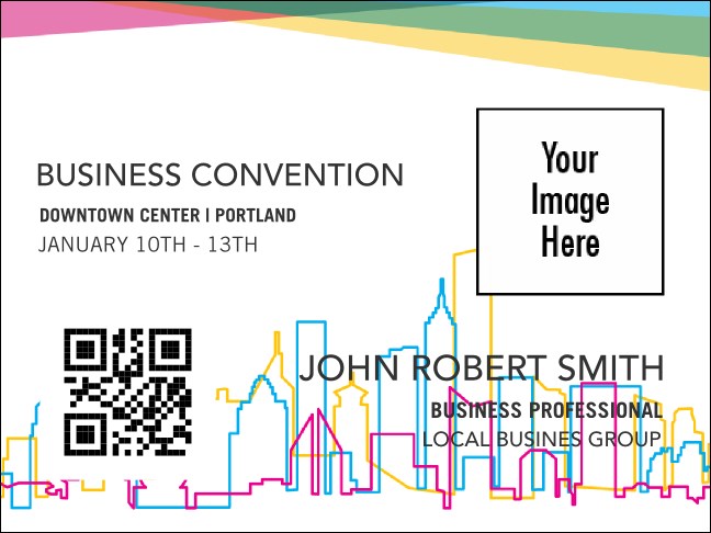 All Purpose Colorful Skyline Economy Event Badge