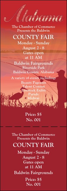 Alabama General Admission Ticket Product Front