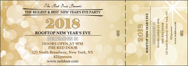 Gold Glitter General Admission Ticket Product Front
