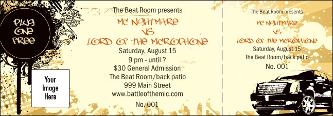 Hip Hop Concert General Admission Ticket Product Front