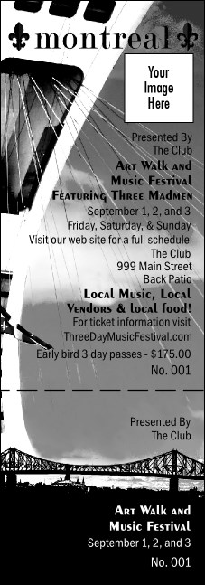 Montreal General Admission Ticket (black and white)