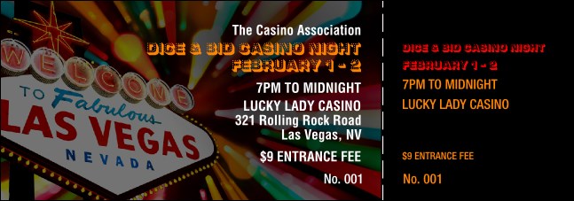 Las Vegas Casino Event Ticket Product Front