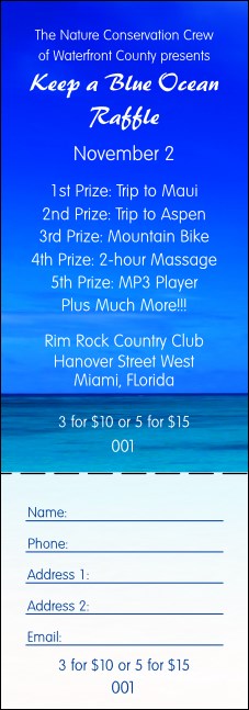 Nature Series - Blue Ocean Raffle Ticket Product Front