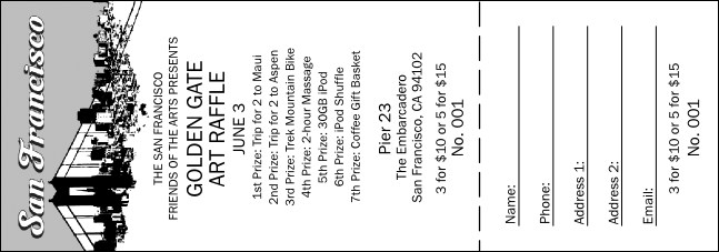 San Francisco Raffle Ticket (Black & White) Product Front
