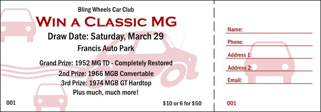 Driver's Seat Raffle Ticket 001 Product Front