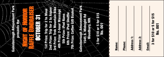 Spider Web Raffle Ticket 001 Product Front