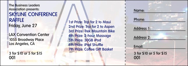 Los Angeles Raffle Ticket with Stub