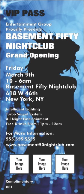 Nightclub Blue VIP Pass Product Front