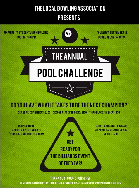 Billiards Flyer Product Front