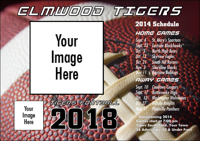 Football Schedule Postcard Product Front