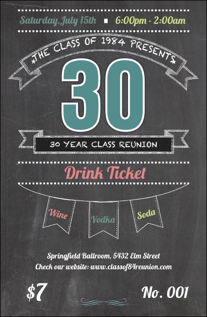 Class Reunion Drink Ticket Product Front