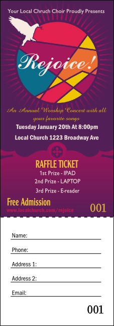 Spiritual Music Raffle Ticket Product Front